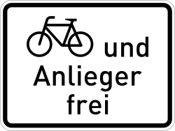 Verkehrszeichen 1020: Radfahrer und Anlieger frei