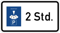 Verkehrszeichen 1040: Parkscheibe 2 Stunden