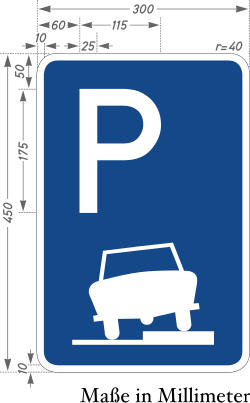 Verkehrszeichen 315: Parken auf Gehwegen